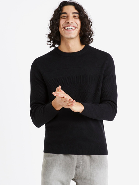 Celio Černý pánský basic svetr Celio Defields