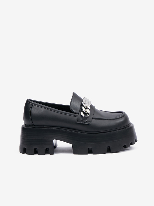 Steve Madden Černé dámské kožené mokasíny Steve Madden Motoride Loafer