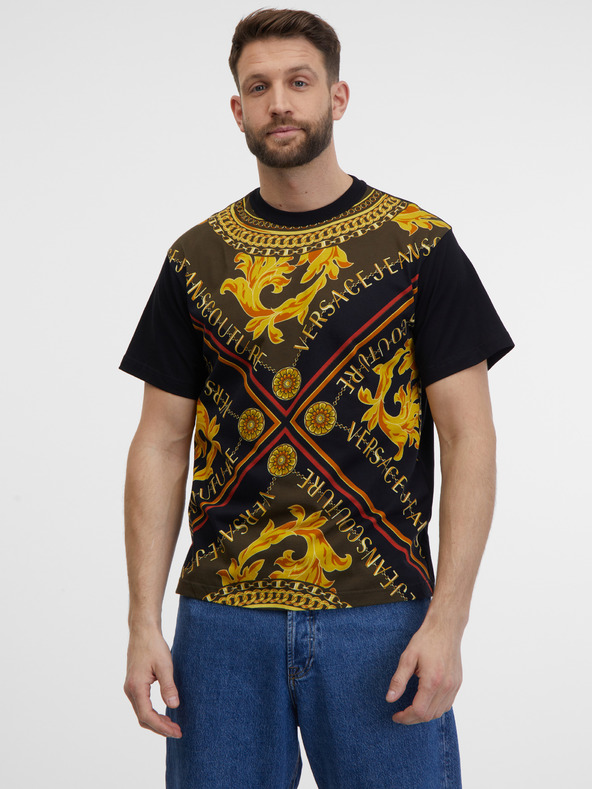 Versace Jeans Couture Černé pánské vzorované tričko Versace Jeans Couture