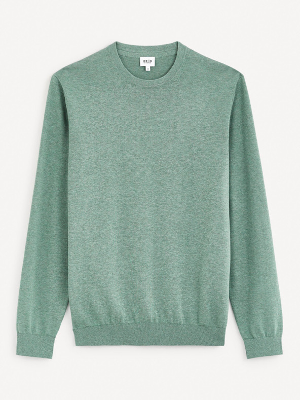 Celio Zelený pánský basic svetr Celio Decoton