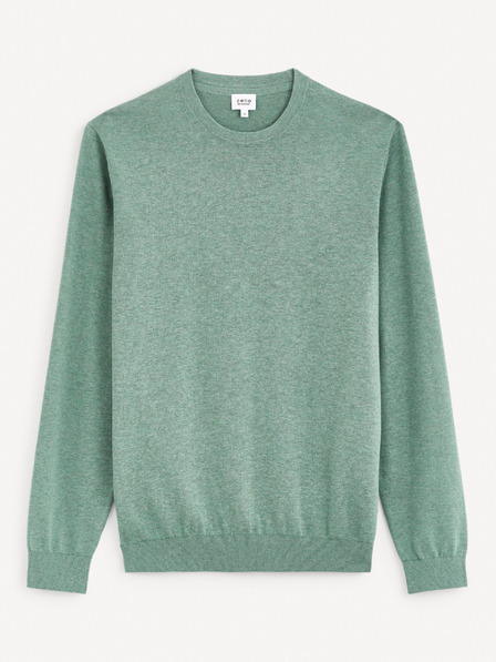Celio Zelený pánský basic svetr Celio Decoton