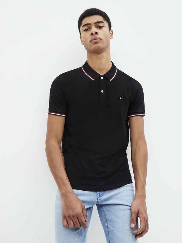 Celio Černé pánské polo tričko Celio Necetwo