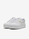 Puma Bílé dámské kožené tenisky na platformě Puma Metallic Shine