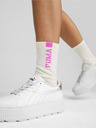 Puma Bílé dámské kožené tenisky na platformě Puma Metallic Shine