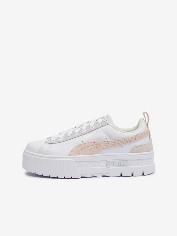 Puma Bílé dámské kožené tenisky na platformě Puma Mayze Mix Wns