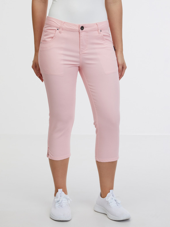 Sam 73 Světle růžové dámské tříčtvrteční slim fit džíny SAM 73 Amara