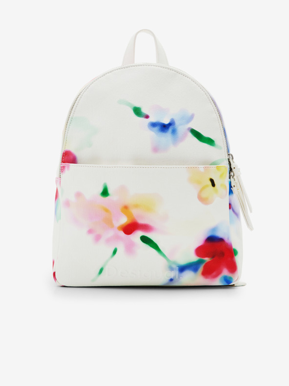 Desigual Bílý dámský květovaný batoh Desigual Liquidflower Mombasa Mini
