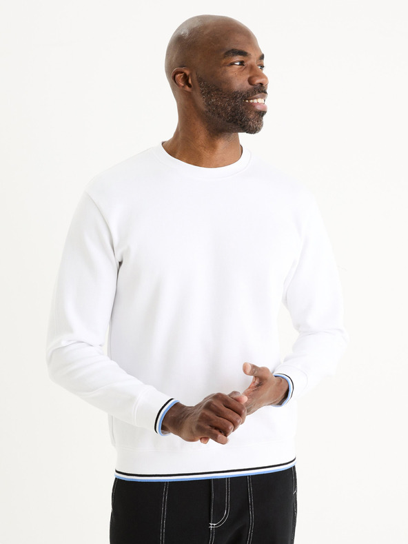 Celio Bílá pánská basic mikina Celio Gepikraye