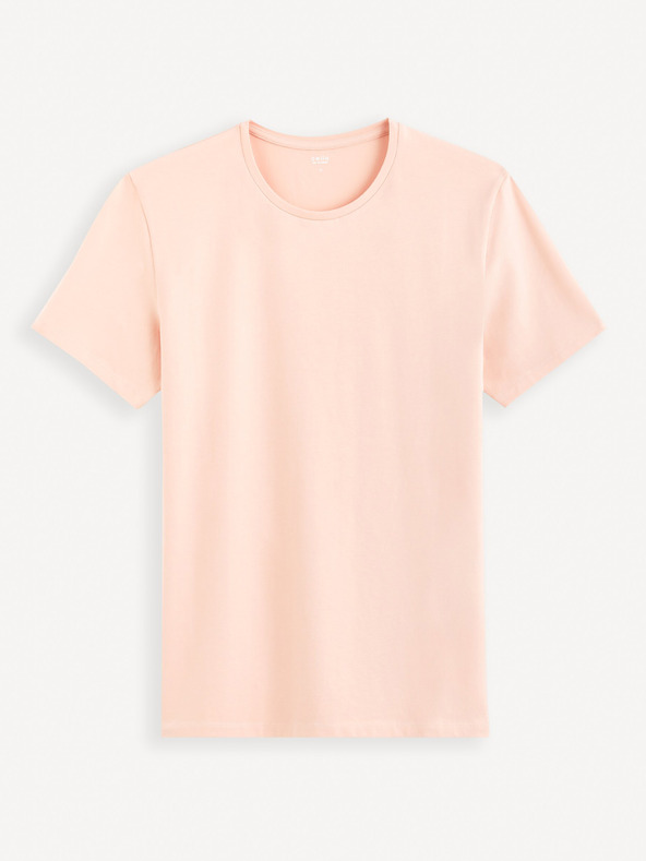 Celio Růžové pánské basic tričko Celio Neunir