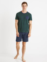 Celio Modro-zelené pánské pruhované krátké pyžamo Celio Cible