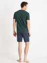 Celio Modro-zelené pánské pruhované krátké pyžamo Celio Cible