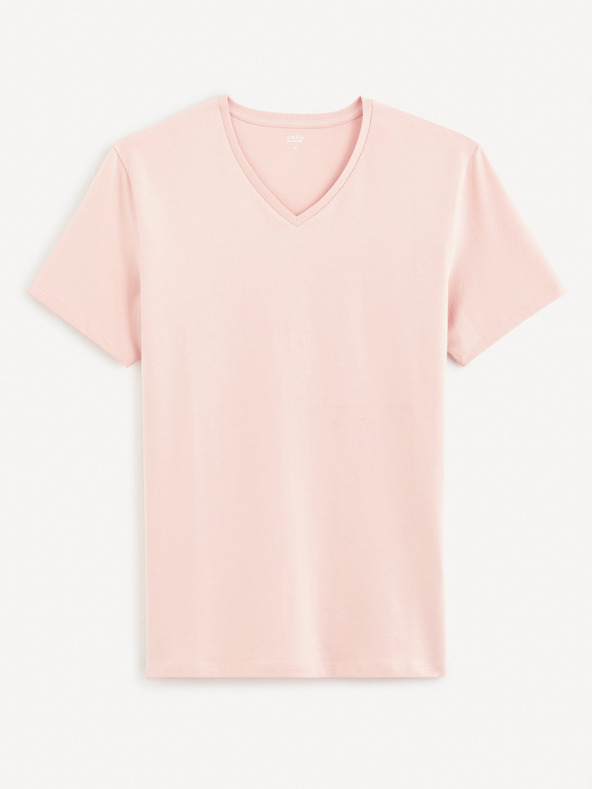 Celio Růžové pánské basic tričko Celio Neuniv