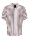 ONLY & SONS Růžovo-bílá pánská pruhovaná košile s krátkým rukávem ONLY & SONS Wayne