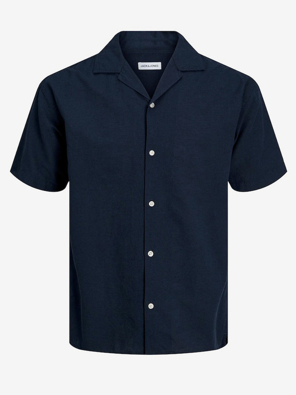 Jack & Jones Tmavě modrá pánská košile s příměsí lnu Jack & Jones