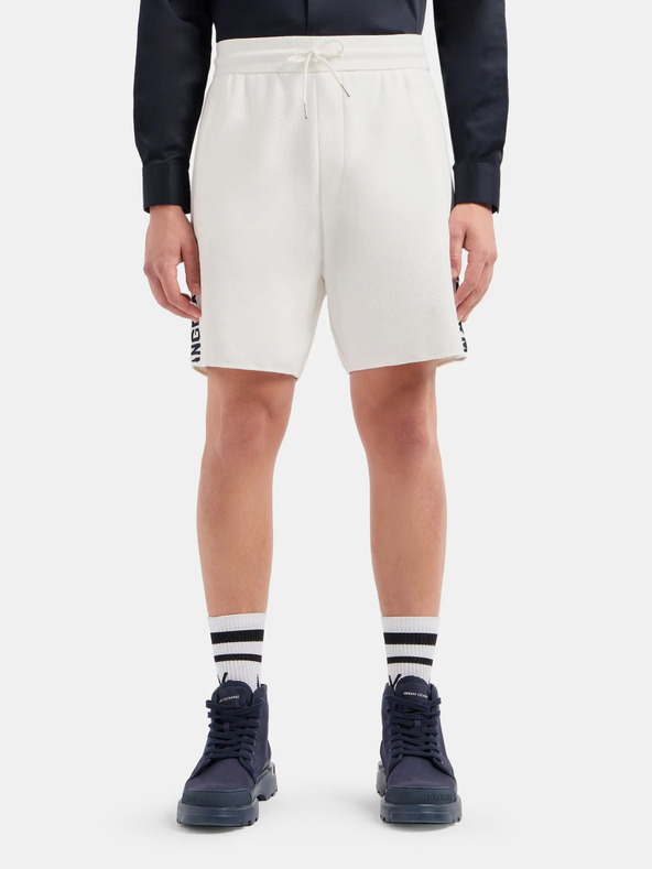 Armani Exchange Bílé pánské teplákové kraťasy Armani Exchange