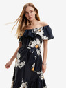 Desigual Černé dámské květované midišaty Desigual Georgeo