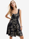Desigual Krémovo-černé dámské vzorované šaty Desigual Tually