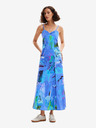 Desigual Modré dámské květované maxišaty Desigual Bleu
