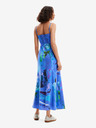 Desigual Modré dámské květované maxišaty Desigual Bleu