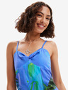 Desigual Modré dámské květované maxišaty Desigual Bleu