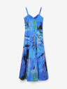 Desigual Modré dámské květované maxišaty Desigual Bleu