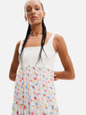 Desigual Bílé dámské květované midišaty Desigual Vancouver