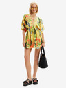 Desigual Žluté dámské květované plážové šaty Desigual Top Tropical Party