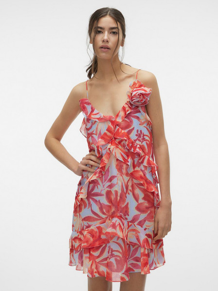 Vero Moda Krémovo-červené dámské květované šaty Vero Moda Marie