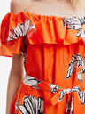 Desigual Oranžové dámské květované midišaty Desigual Georgeo