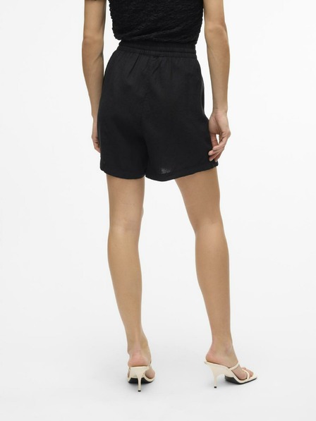 Vero Moda Černé dámské lněné kraťasy Vero Moda Linn