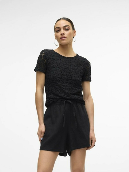 AWARE by VERO MODA Černé dámské krajkové tričko AWARE by VERO MODA Vania