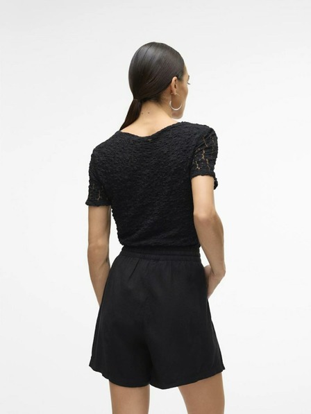 AWARE by VERO MODA Černé dámské krajkové tričko AWARE by VERO MODA Vania