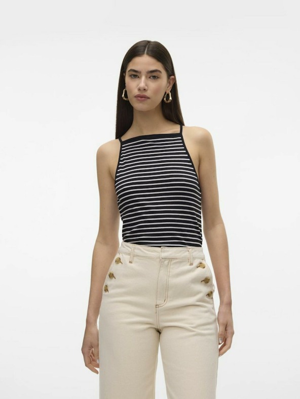 AWARE by VERO MODA Černé dámské pruhované tílko AWARE by VERO MODA Wett