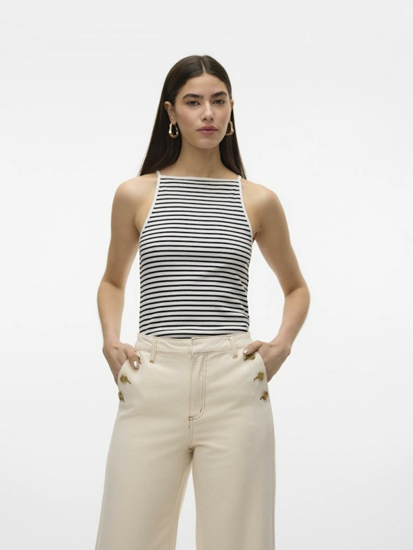 AWARE by VERO MODA Bílé dámské pruhované tílko AWARE by VERO MODA Wett