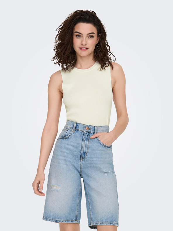 ONLY Krémový dámský žebrovaný basic top ONLY Majli