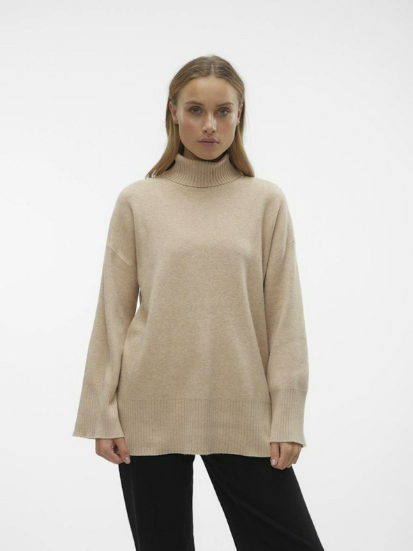 Vero Moda Béžový dámský svetr s rolákem VERO MODA Goldneedle