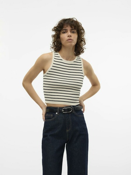 Vero Moda Černo-krémový dámský crop top Vero Moda Ginny
