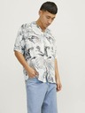 Jack & Jones Bílo-šedá pánská vzorovaná košile s krátkým rukávem Jack & Jones Guru