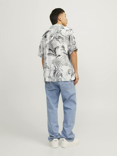 Jack & Jones Bílo-šedá pánská vzorovaná košile s krátkým rukávem Jack & Jones Guru