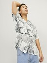 Jack & Jones Bílo-šedá pánská vzorovaná košile s krátkým rukávem Jack & Jones Guru