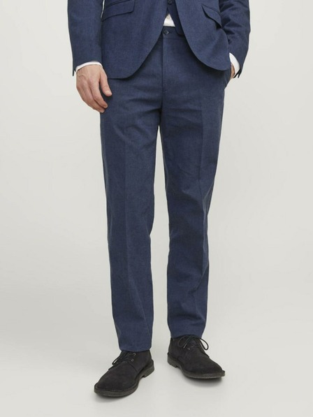 Jack & Jones Tmavě modré pánské lněné kalhoty Jack & Jones Riviera