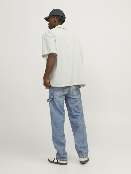 Jack & Jones Krémová pánská lněná košile s krátkým rukávem Jack & Jones Faro