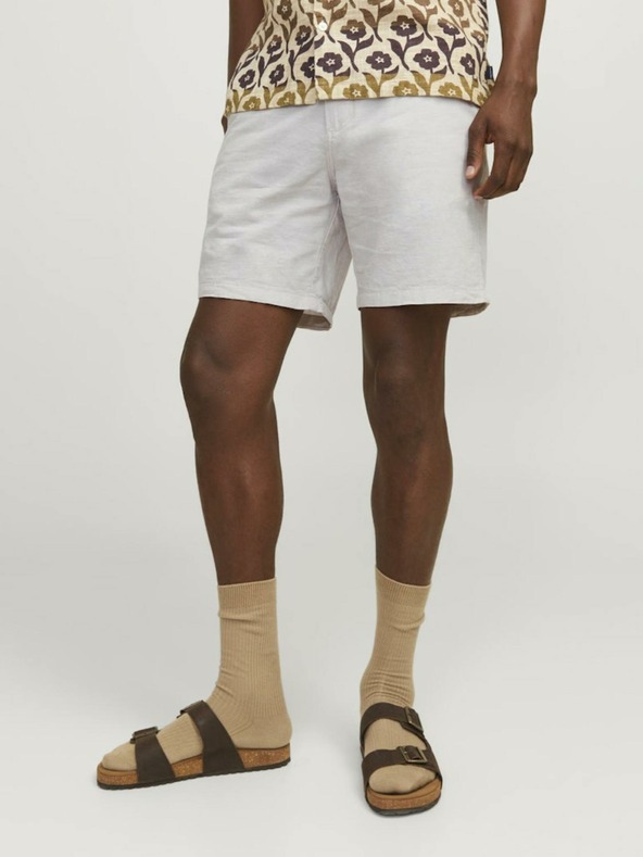 Jack & Jones Krémové pánské chino kraťasy s příměsí lnu Jack & Jones Ace