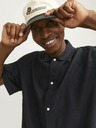 Jack & Jones ČERNÁ pánská lněná košile s krátkým rukávem Jack & Jones Faro