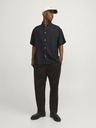 Jack & Jones ČERNÁ pánská lněná košile s krátkým rukávem Jack & Jones Faro