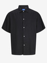 Jack & Jones ČERNÁ pánská lněná košile s krátkým rukávem Jack & Jones Faro