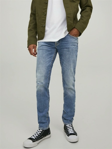 Jack & Jones Modré slim fit džíny s vyšisovaným efektem Jack & Jones Liam