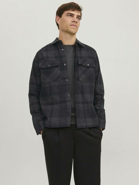 Jack & Jones Tmavě šedá pánská kostkovaná svrchní košile Jack & Jones Roy