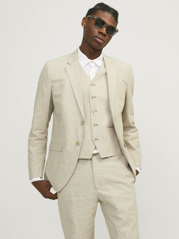 Jack & Jones Béžové pánské sako Jack & Jones Riviera