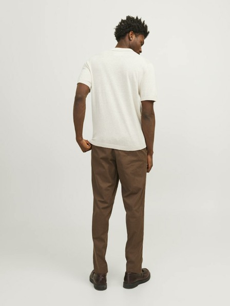 Jack & Jones Krémové pánské polo tričko s příměsí lnu Jack & Jones